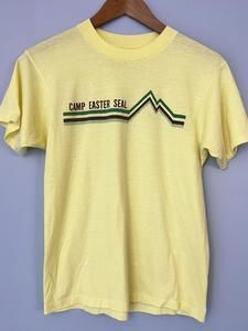 VTG Camp Easter Seal Shirt Single Stitch Thin Hanes Mountain Yellow Sz M fits S